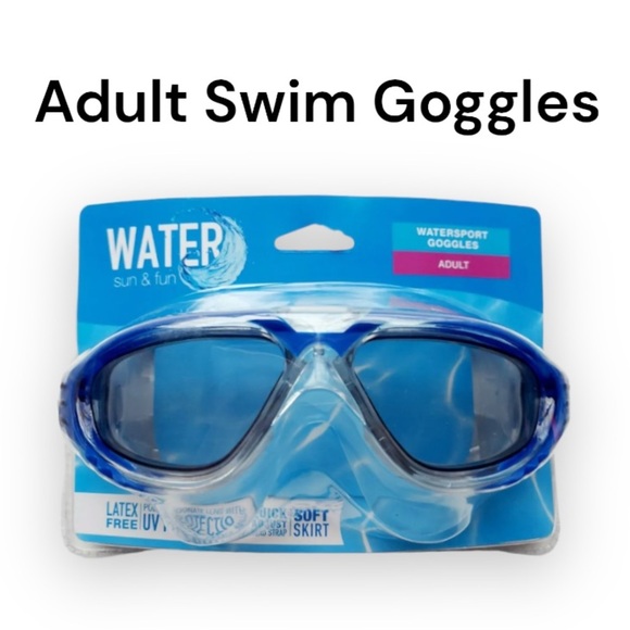 NWT Adult Blue Water Sport Swim Goggles Latex Free UV Protection - Picture 1 of 5
